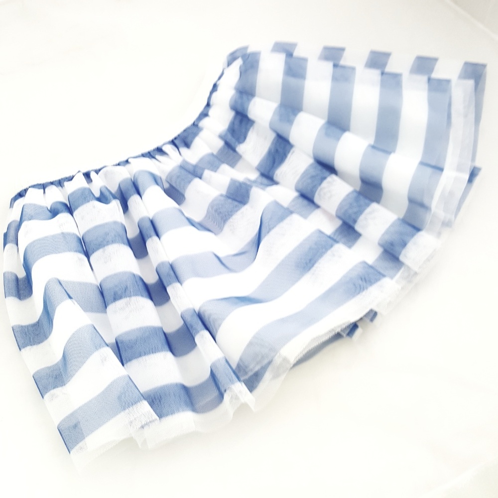 3/$30 //  Blue & White Stripe Tulle Skirt - Picture 5 of 7